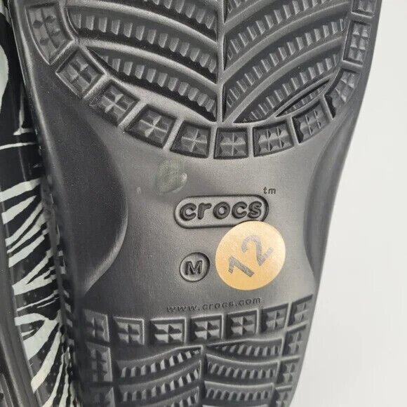 Crocs Sandals Slides Slip on Animal Print Zebra Black Men\'s Size 12 NWT main image 5